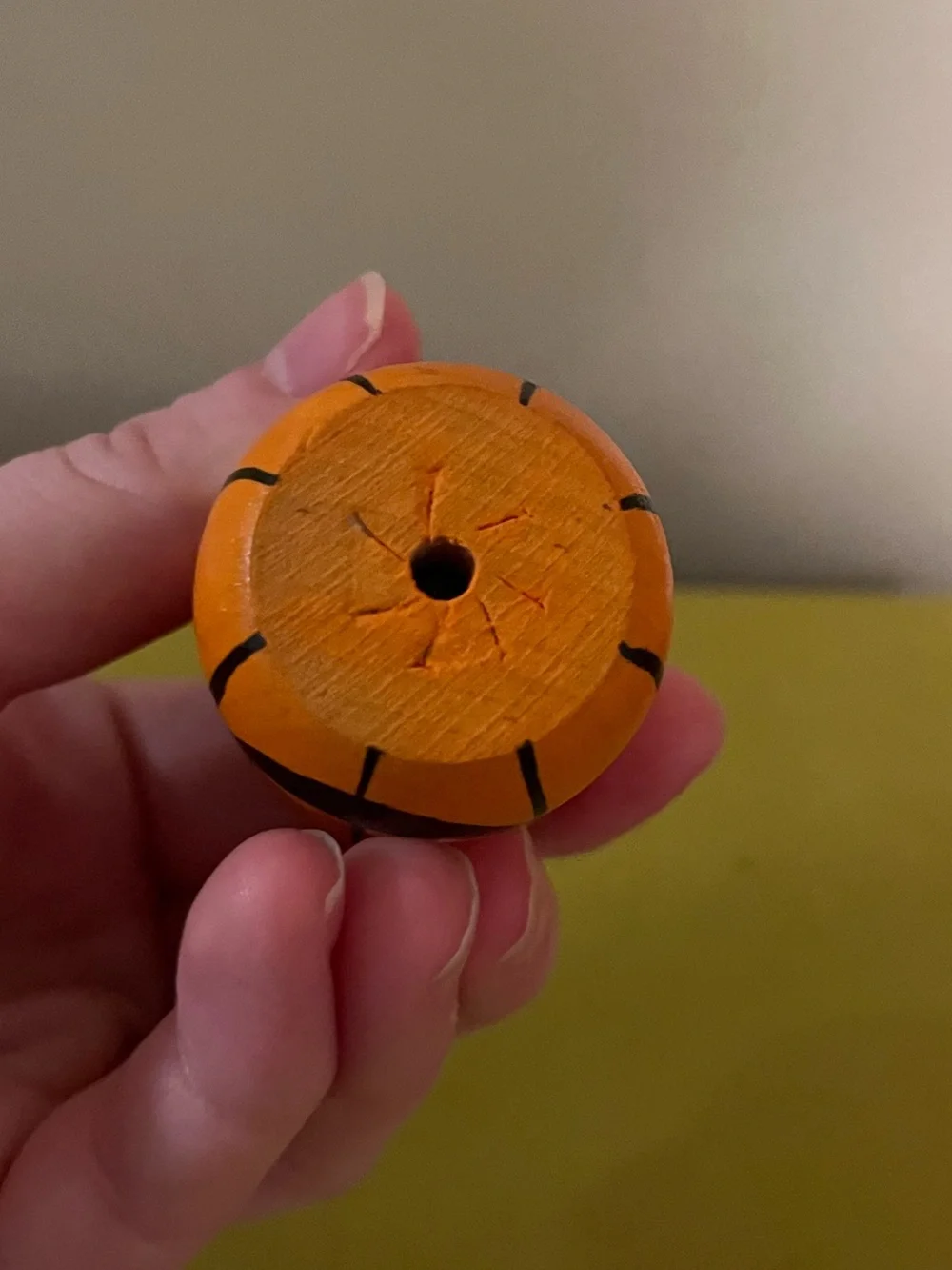 Orange Pumpkin Ceramic Candle Holder with Jack-O'-Lantern Face